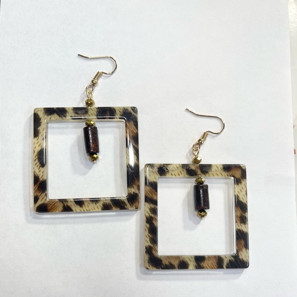 Leopard Print Earrings - Picture 7 of 10